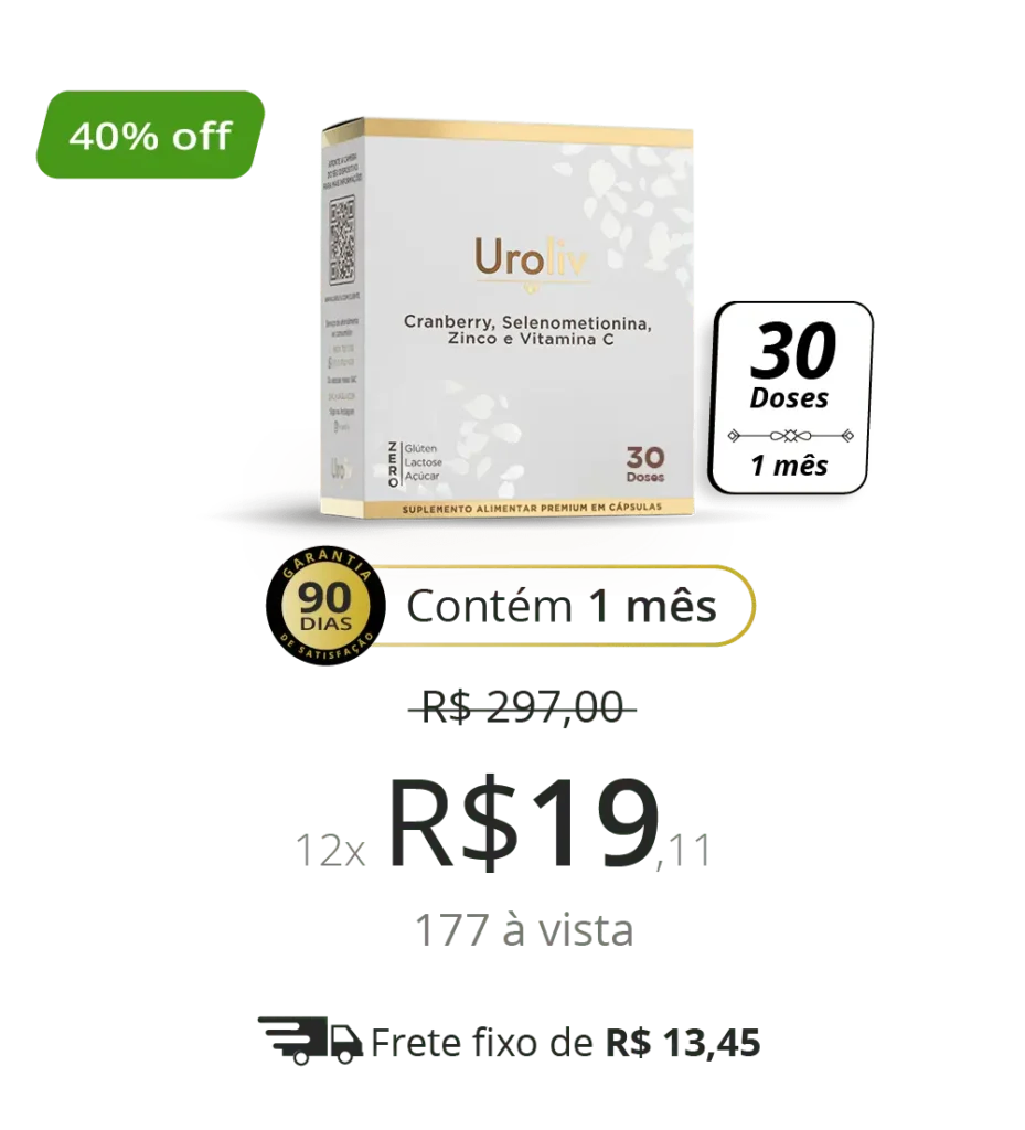 Uroliv 1 mês - De R$297 por R$229,32 em 12x de R$19,11