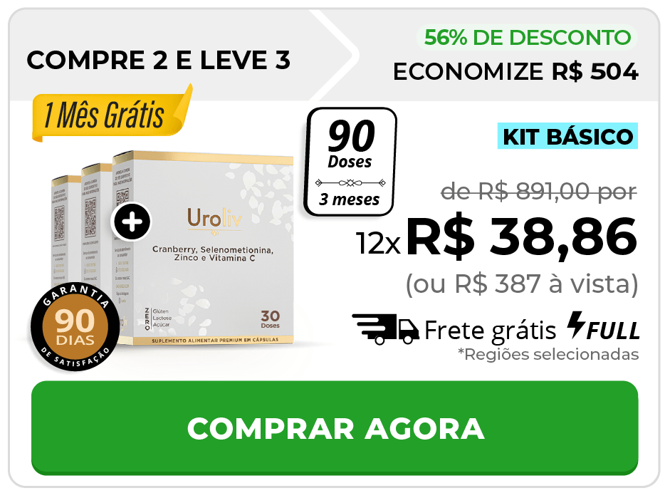 Oferta Uroliv: compre 2 e leve 3 (kit de 3 meses)